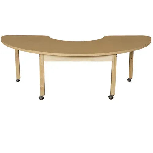 22" x 64" Half Circle High Pressure Laminate Table with Hardwood Legs 16"
