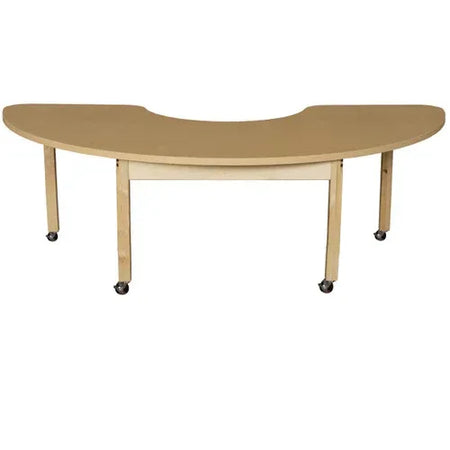 22" x 64" Half Circle High Pressure Laminate Table with Hardwood Legs - 20"