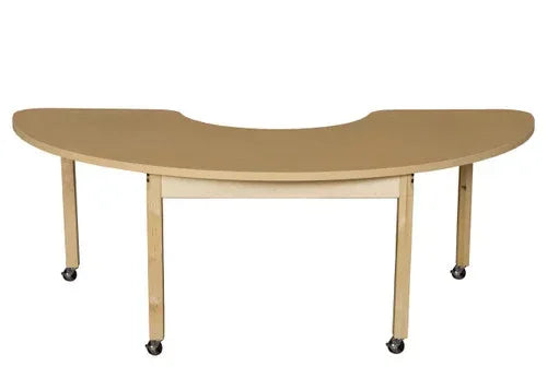 22" x 64" Half Circle High Pressure Laminate Table with Hardwood Legs- 24"