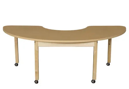 22" x 64" Half Circle High Pressure Laminate Table with Hardwood Legs- 24"