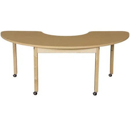 22" x 64" Half Circle High Pressure Laminate Table with Hardwood Legs 26"