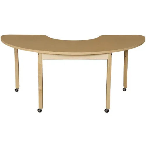22" x 64" Half Circle High Pressure Laminate Table with Hardwood Legs 29"