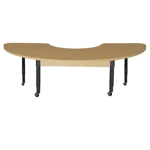 22" x 64" Half Circle High Pressure Laminate Table with Adjustable Legs 12"-17"