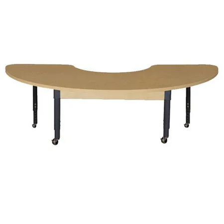 22" x 64" Half Circle High Pressure Laminate Table with Adjustable Legs 12"-17"