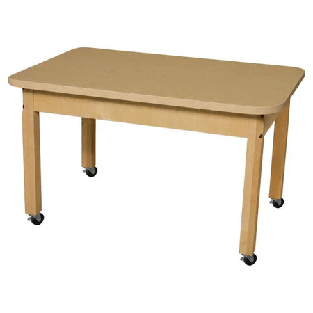 Mobile 24" x 36" Rectangle High Pressure Laminate Table with Hardwood Legs- 14"