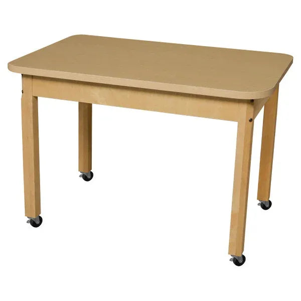 Mobile 24" x 36" Rectangle High Pressure Laminate Table with Hardwood Legs- 20"
