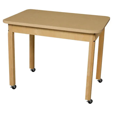 Mobile 24" x 36" Rectangle High Pressure Laminate Table with Hardwood Legs- 29"