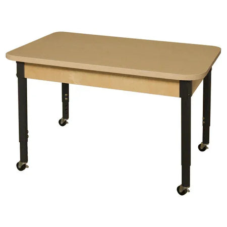 Mobile 24" x 36" Rectangle High Pressure Laminate Table with Adjustable Legs 19-30"