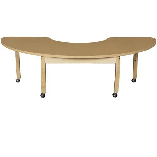 24" x 76" Half Circle High Pressure Laminate Table with Hardwood Legs-14"