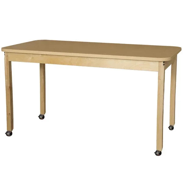 Mobile 30" x 60" Rectangle High Pressure Laminate Table with Hardwood Legs-29"