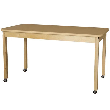 Mobile 30" x 60" Rectangle High Pressure Laminate Table with Hardwood Legs-29"