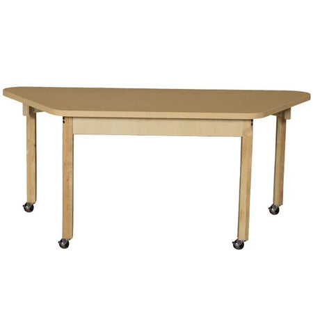Mobile Trapezoidal High Pressure Laminate Table with Hardwood Legs- 22"