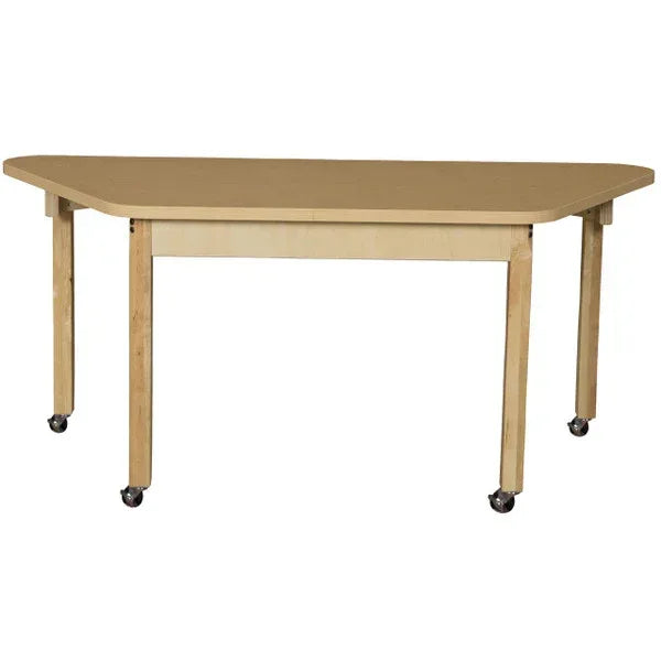 Mobile Trapezoidal High Pressure Laminate Table with Hardwood Legs-26"