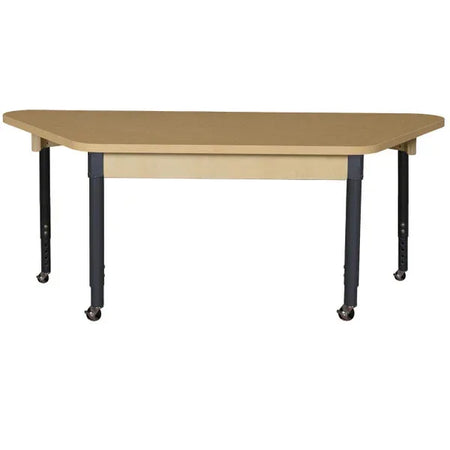 Mobile Trapezoidal High Pressure Laminate Table with Adjustable Legs 19-30"