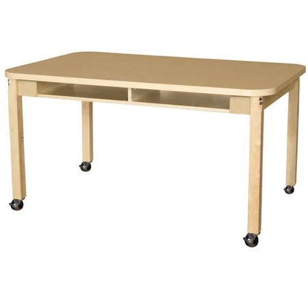 Mobile 36" x 48" Four Seater High Pressure Laminate Desk with Hardwood Legs- 22"