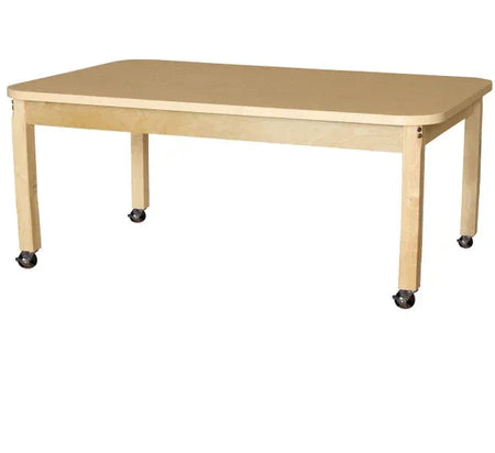 Mobile 36' x 60" Rectangle High Pressure Laminate Table with Hardwood Legs-14"