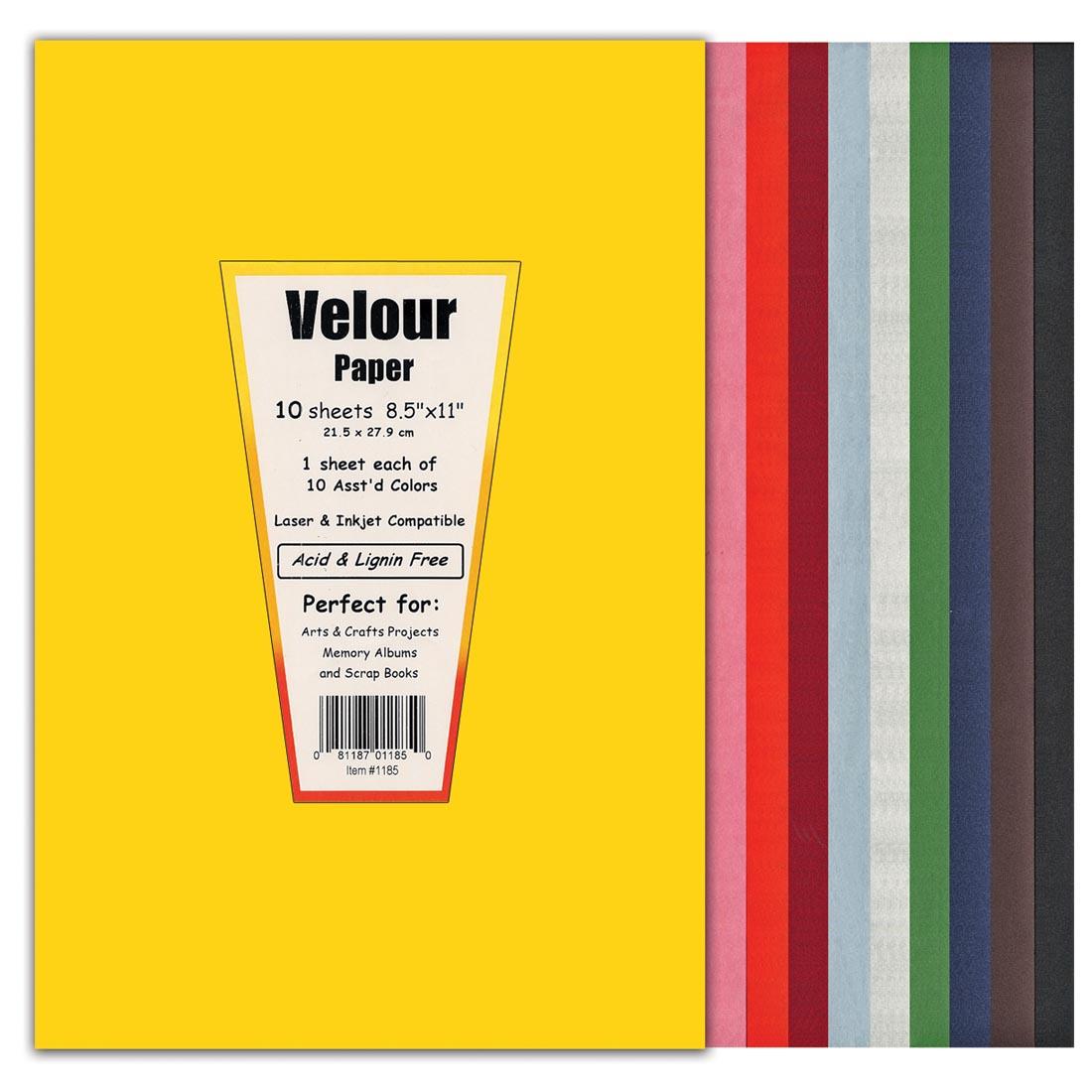 Velour Paper Assorted Colors - 8.5" x 11" (10 Sheets)