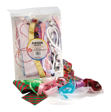 Rainbow Ribbon Classroom Economy Pack - 25 yards, 1 yard each of 25 styles