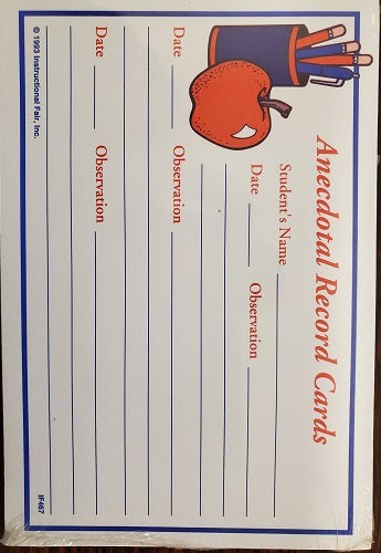 Anecdotal Student record cards / 40 per pack