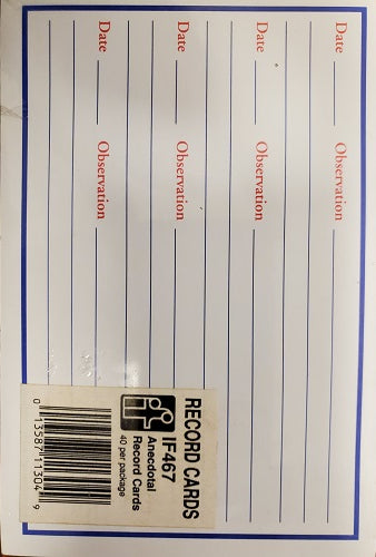 Anecdotal Student record cards / 40 per pack