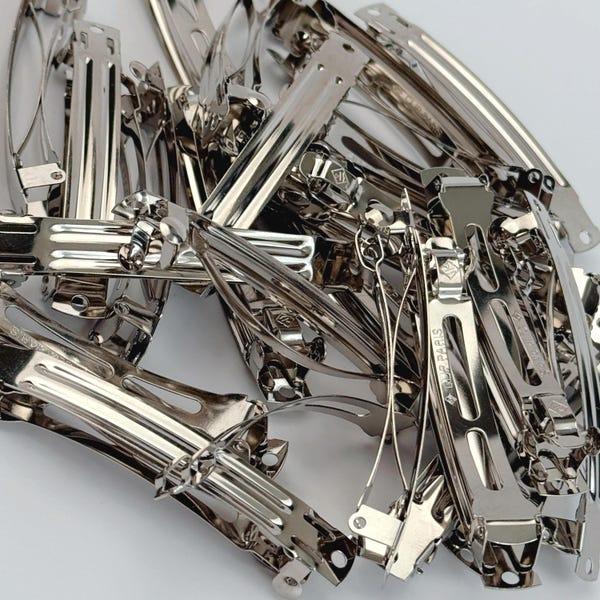Silver Metal Spring Barrettes 3"  12/pack