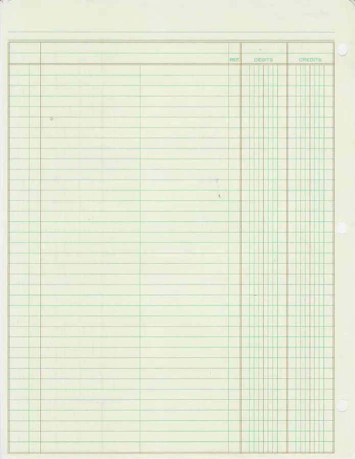 Accounting filler journal paper 11" x 8.5" 20 sheets