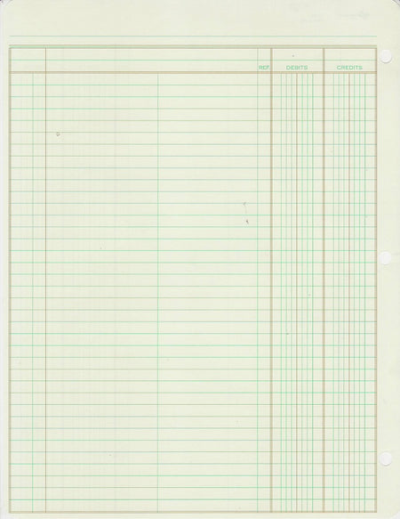 Accounting filler journal paper 11" x 8.5" 20 sheets