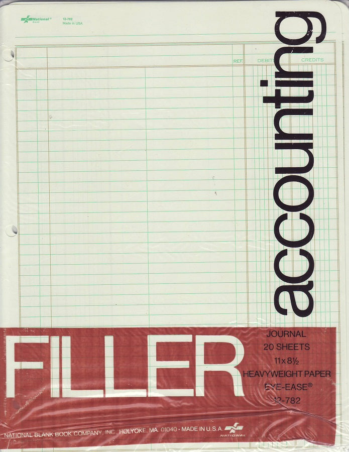 Accounting filler journal paper 11" x 8.5" 20 sheets