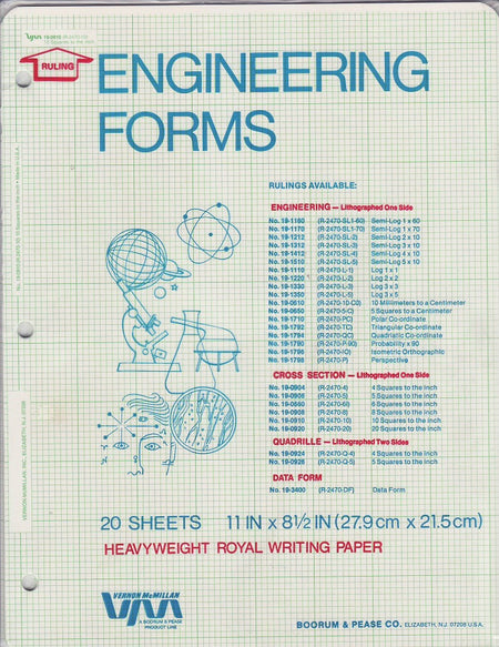 Engineers forms Filler 10 squares to the inch / 11" x 8.5" 20 sheets