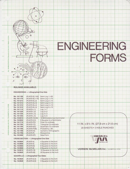 Engineers forms Filler 4 squares to the inch / 11" x 8.5" 20 sheets
