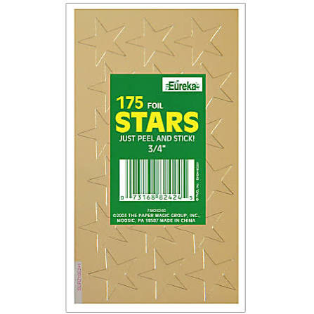Eureka 3/4" Gold (175) Presto-Stick Foil Star Stickers (82424)