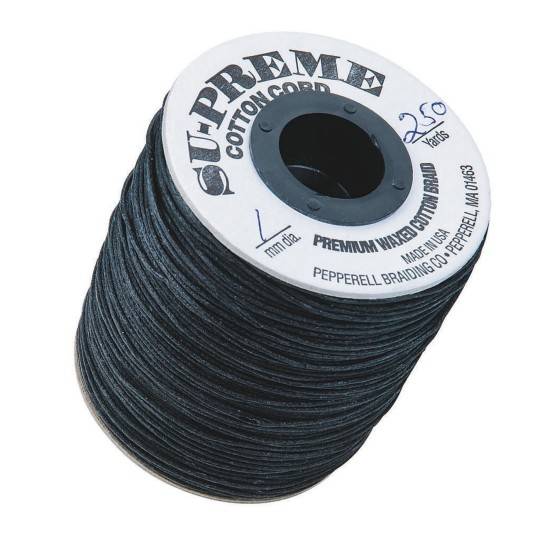 Black Waxed Cotton Cord 2mm thick 110 Yards