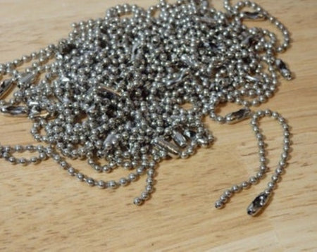 30" Ball Chain Keychains with Connector Clasp -Silver 12/package