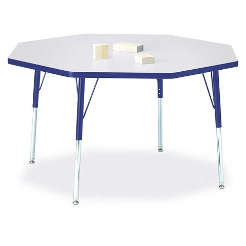 Berries® Octagon Activity Gray Table - 48" X 48", Color Trim Adjustable height Gray 180