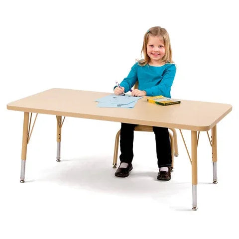 Berries® Rectangle Activity Gray Table - 30" X 60", Color Trim Adjustable height