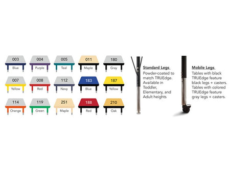Berries® Trapezoid Activity Tables Gray - 24" X 48", Color Trim Adjustable height