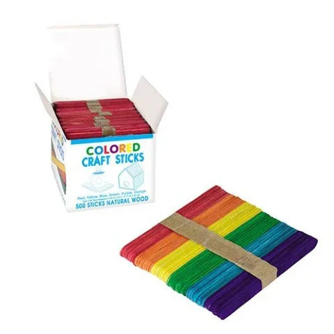 Colored Wood Craft Sticks - 4-1/2" x 3/8" - 500/box (25396)