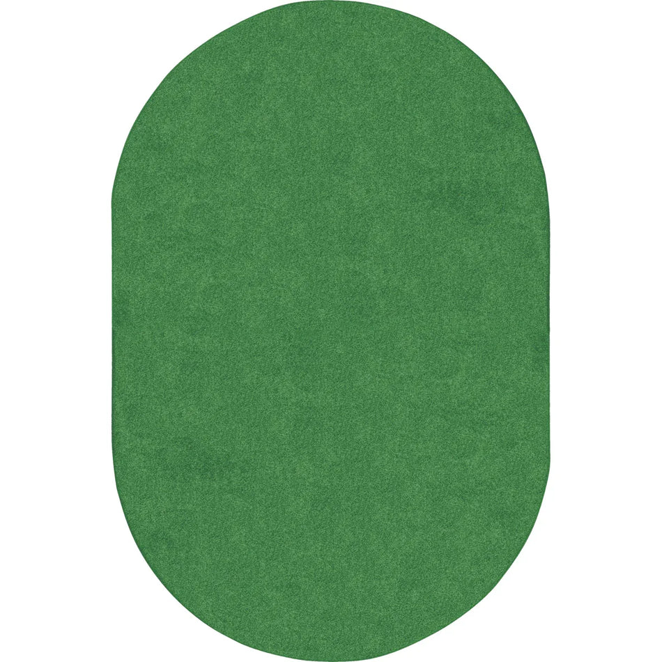 Just Kidding 12' x 7'6" Oval area rug in color Grass Green