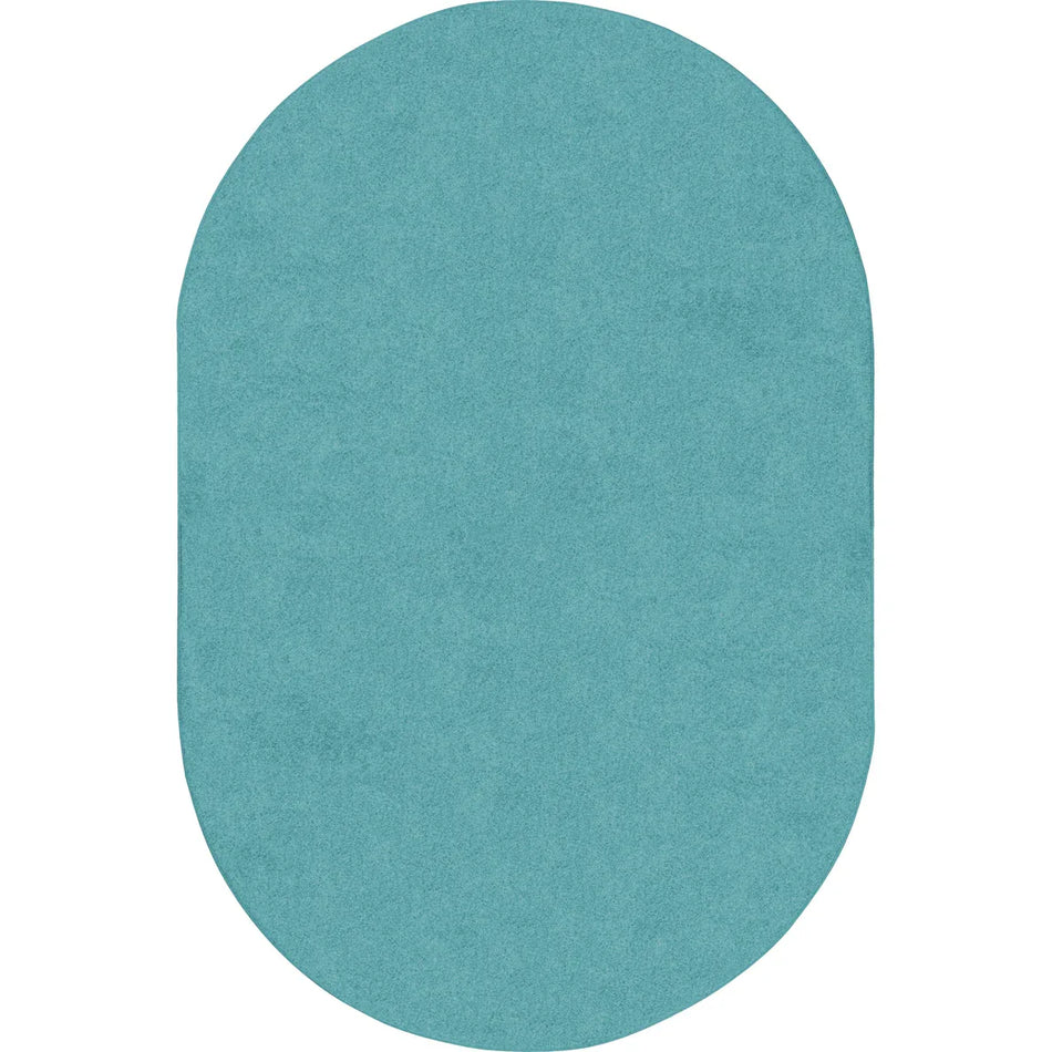 Just Kidding 6' x 9' Oval area rug in color Seafoam