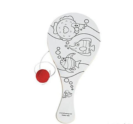Wooden Color Your Own Tropical Paddleball Games - 12/pk