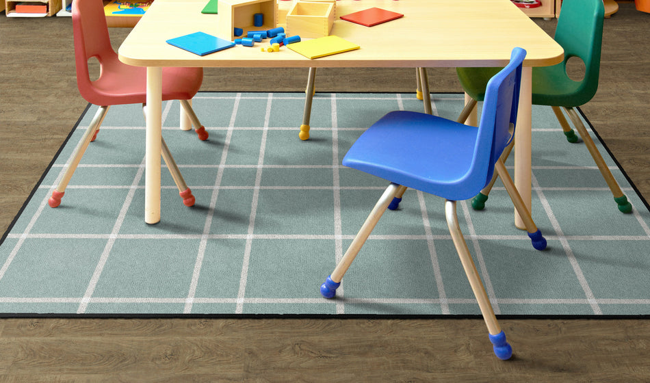 BLUE CHECK RECTANGLE CARPETS 4' X 6'