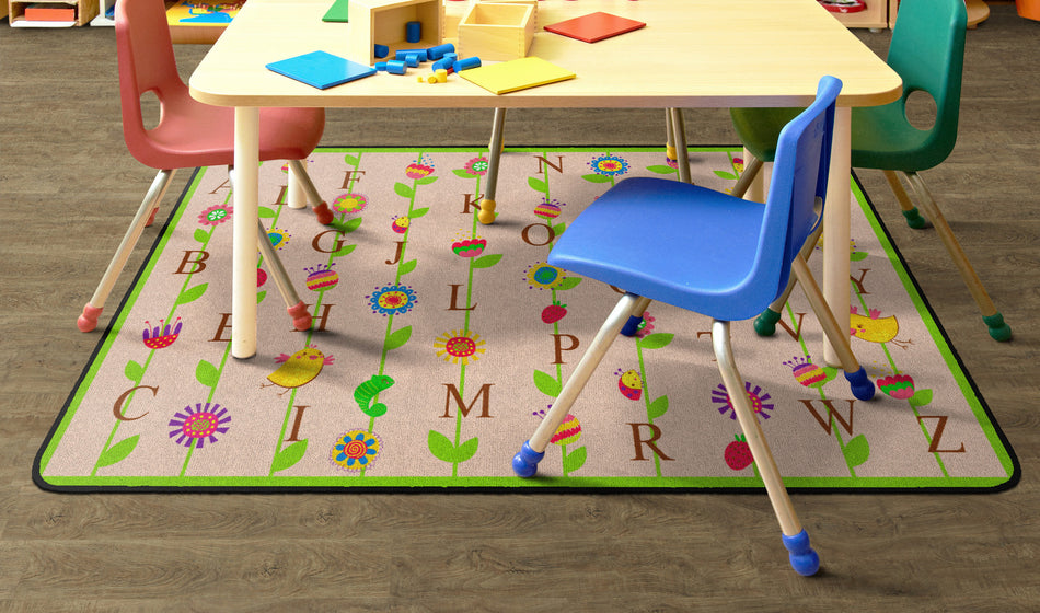 BLOOMING ALPHABET TAN RECTANGLE CARPETS 4' x 6'