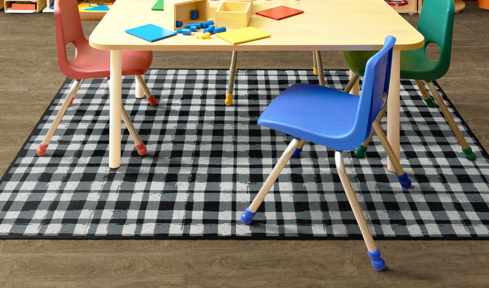 WATERCOLOR GINGHAM RECTANGLE CARPETS 4' X 6'