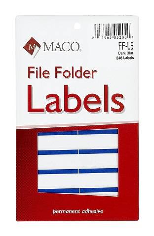 MACO Dark Blue File Folder Labels, 9/16 x 3-7/16 Inches, 248 Per Box (FF-L7)