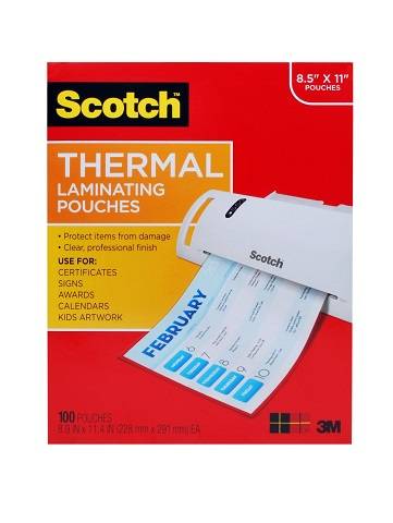 Thermal Laminating Pouches, 8.9 x 11.4-Inches, 3 mil thick, 100-Pack