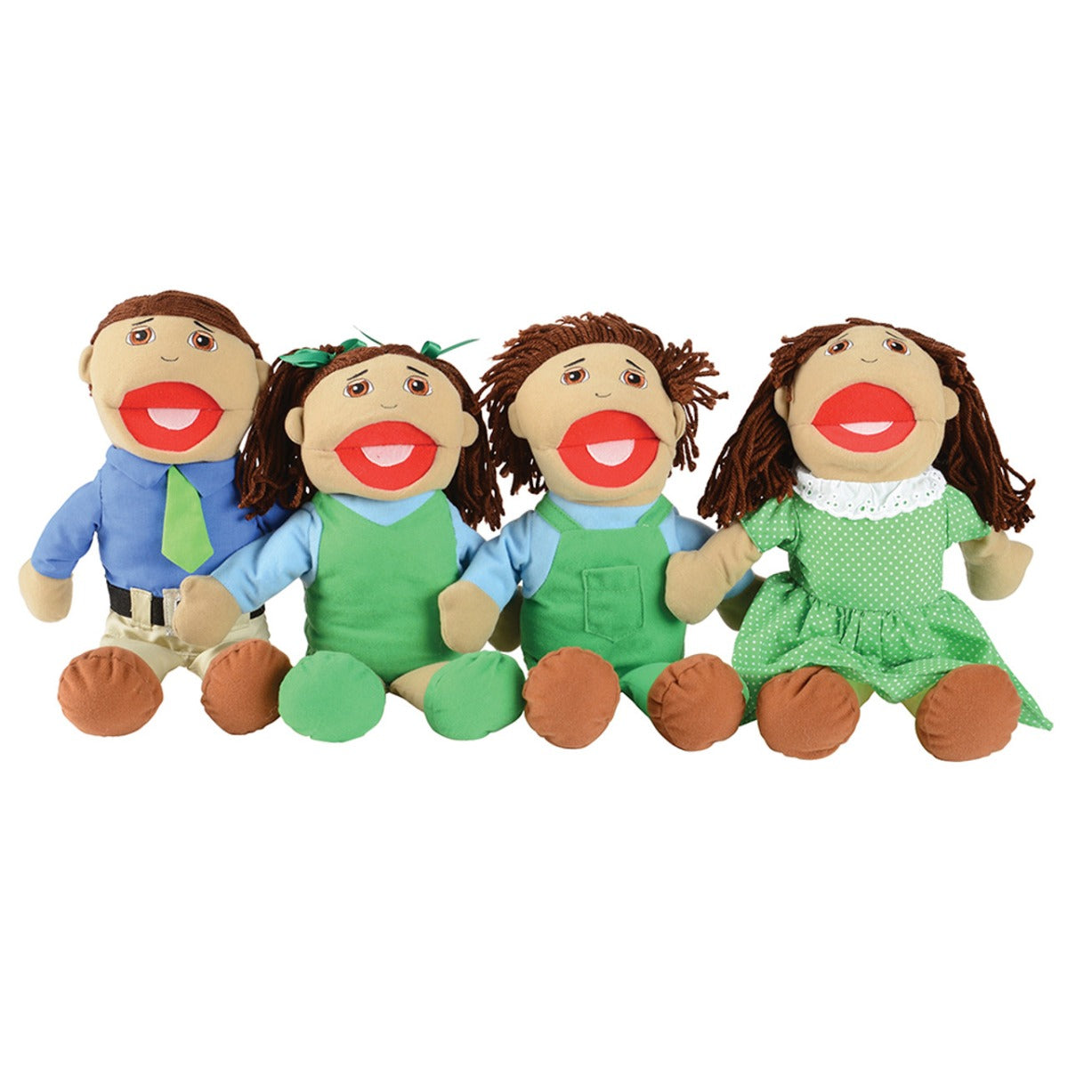 "Full Bodied" Open Mouth Hand Puppets - Latino Family - Set of 4