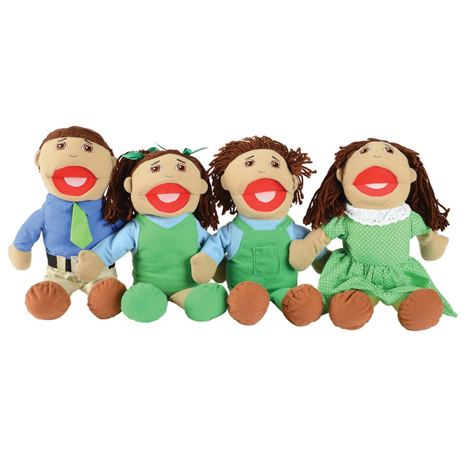 "Full Bodied" Open Mouth Hand Puppets - Latino Family - Set of 4