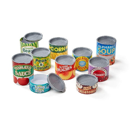 Let's Play House! Grocery Cans - 10 Stackable Cans With Removable Lids