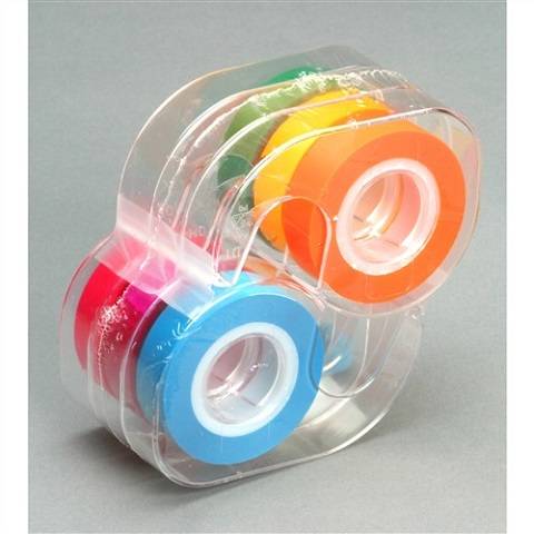 Removable Highlighter Tape , 1 Roll Each of 6 Fluorescent Colors - 6 Roll Pack, LEE19188
