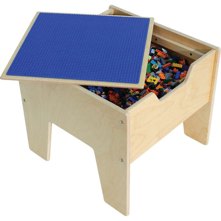 2-N-1 Activity Table w/Blue LEGO® Compatible Top, Ready to Assemble
